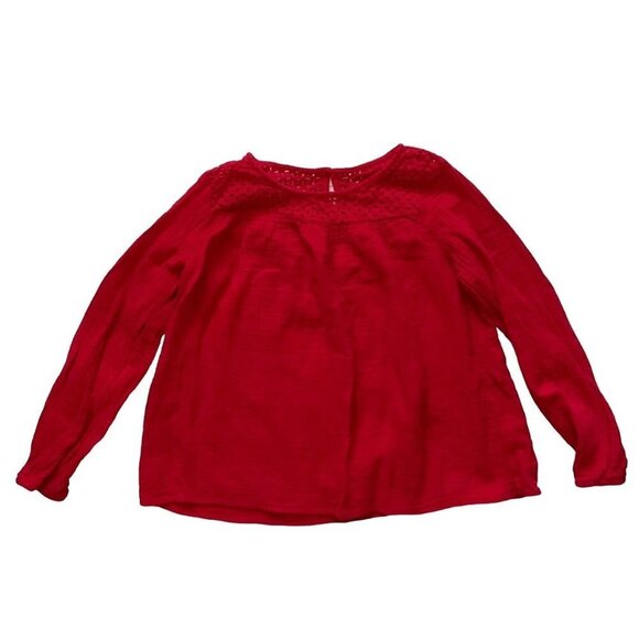 Cat & Jack crochet crew neck red pullover tunic blouse Girls 10/12 - Picture 1 of 4